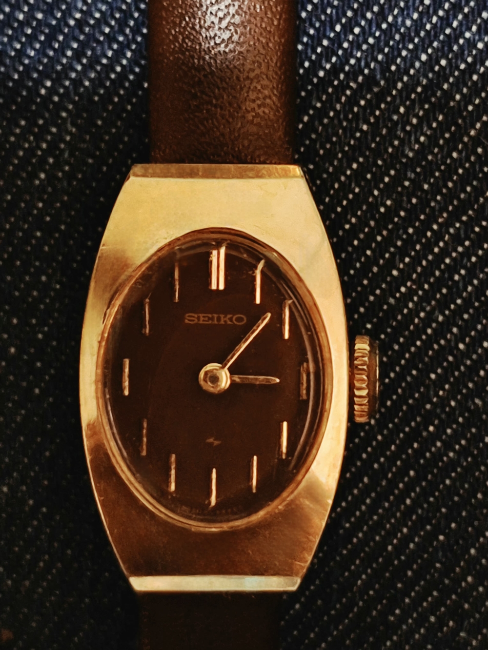 Vintage 1970s Seiko Mechanical Wind-Up Watch Chocolate Brown Dial Runs Great!